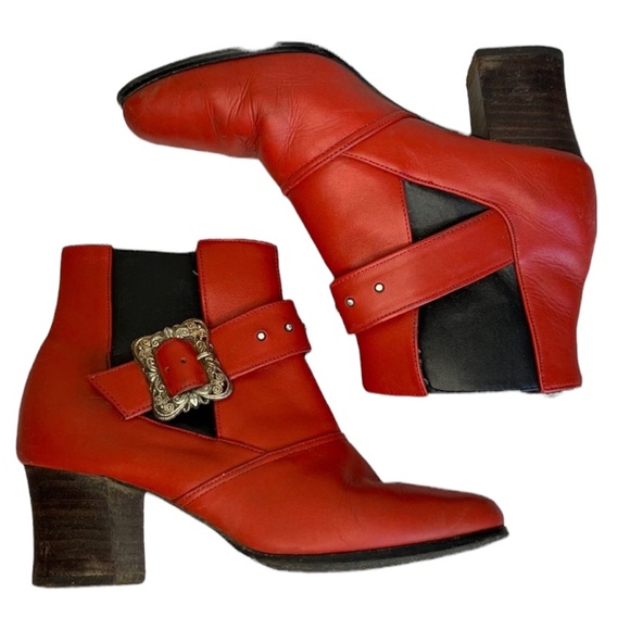 red ankle boots cheap